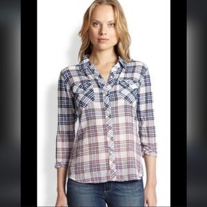 Rails Nashville Style Rayna Jaymes Faded Plaid Button Up Shirt Small